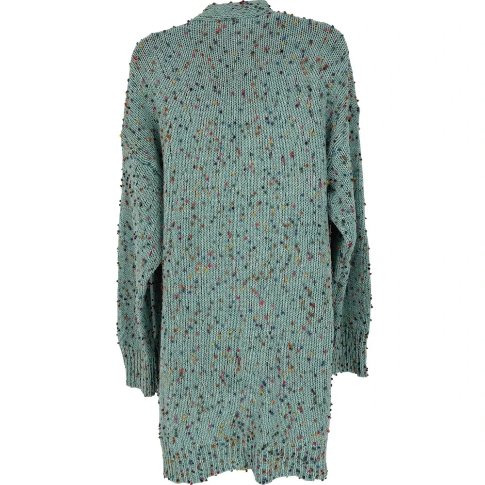 Blakely Over Sized Open Front Cardigan Pockets Polka Dot Multi Color Sz L